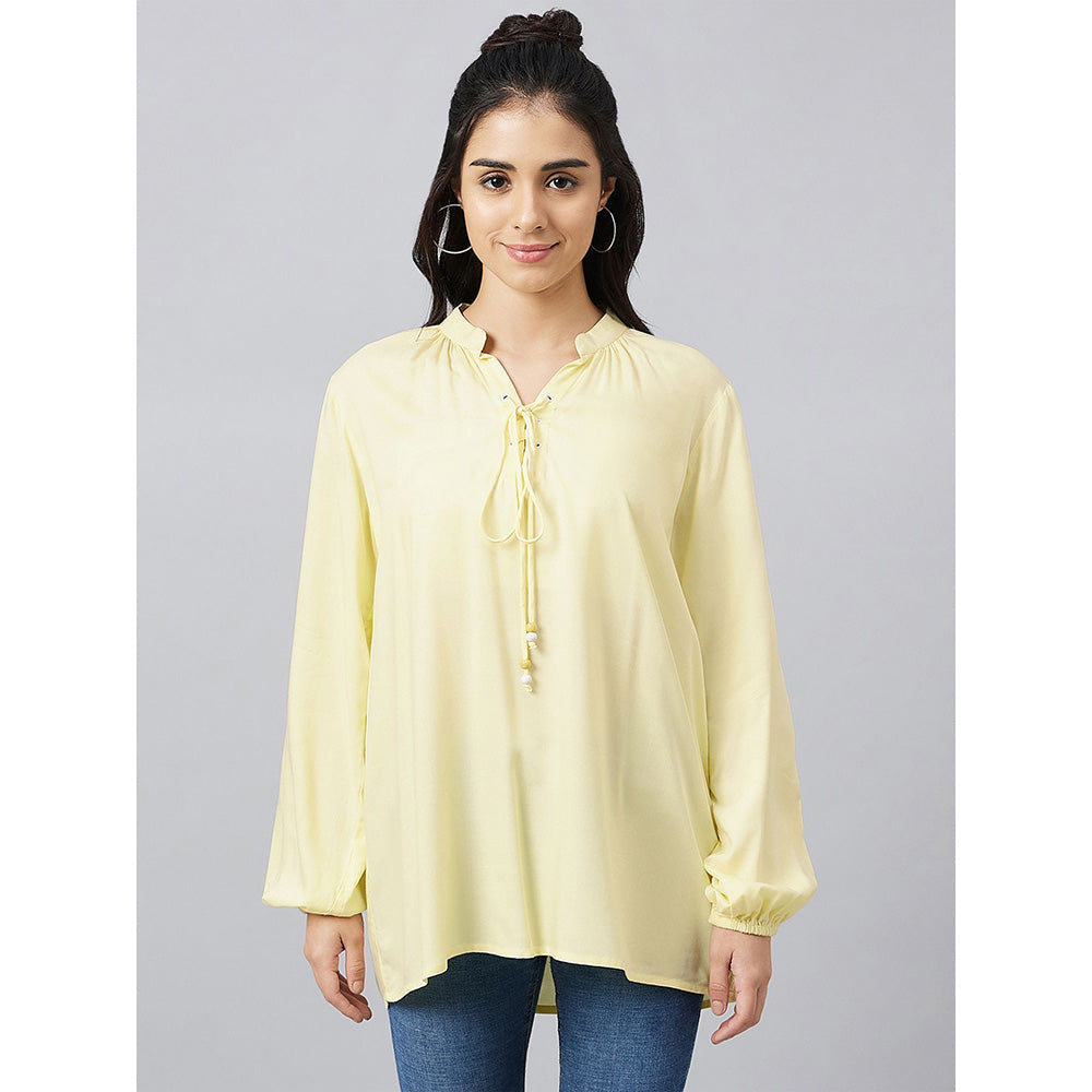 First Resort by Ramola Bachchan Yellow Blouson Top