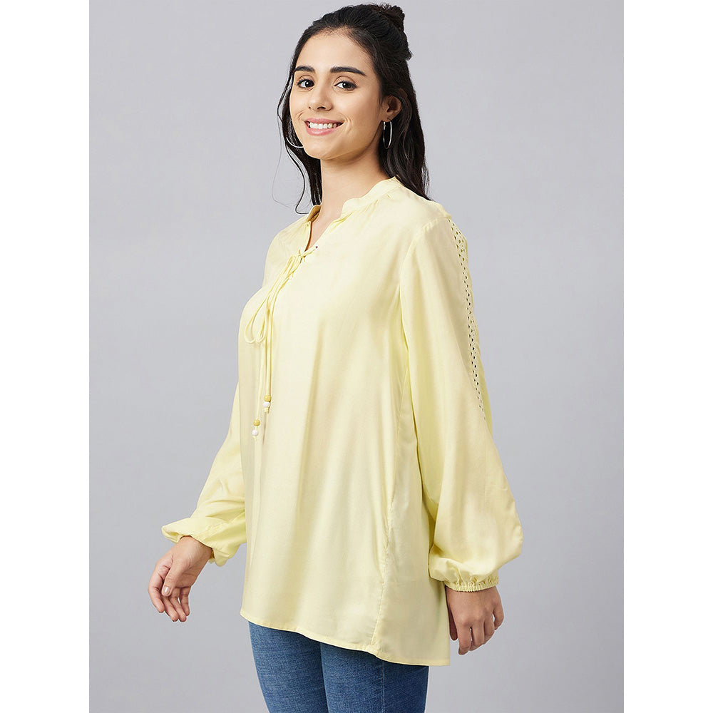 First Resort by Ramola Bachchan Yellow Blouson Top