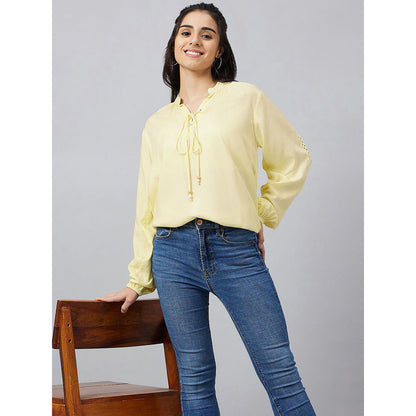 First Resort by Ramola Bachchan Yellow Blouson Top