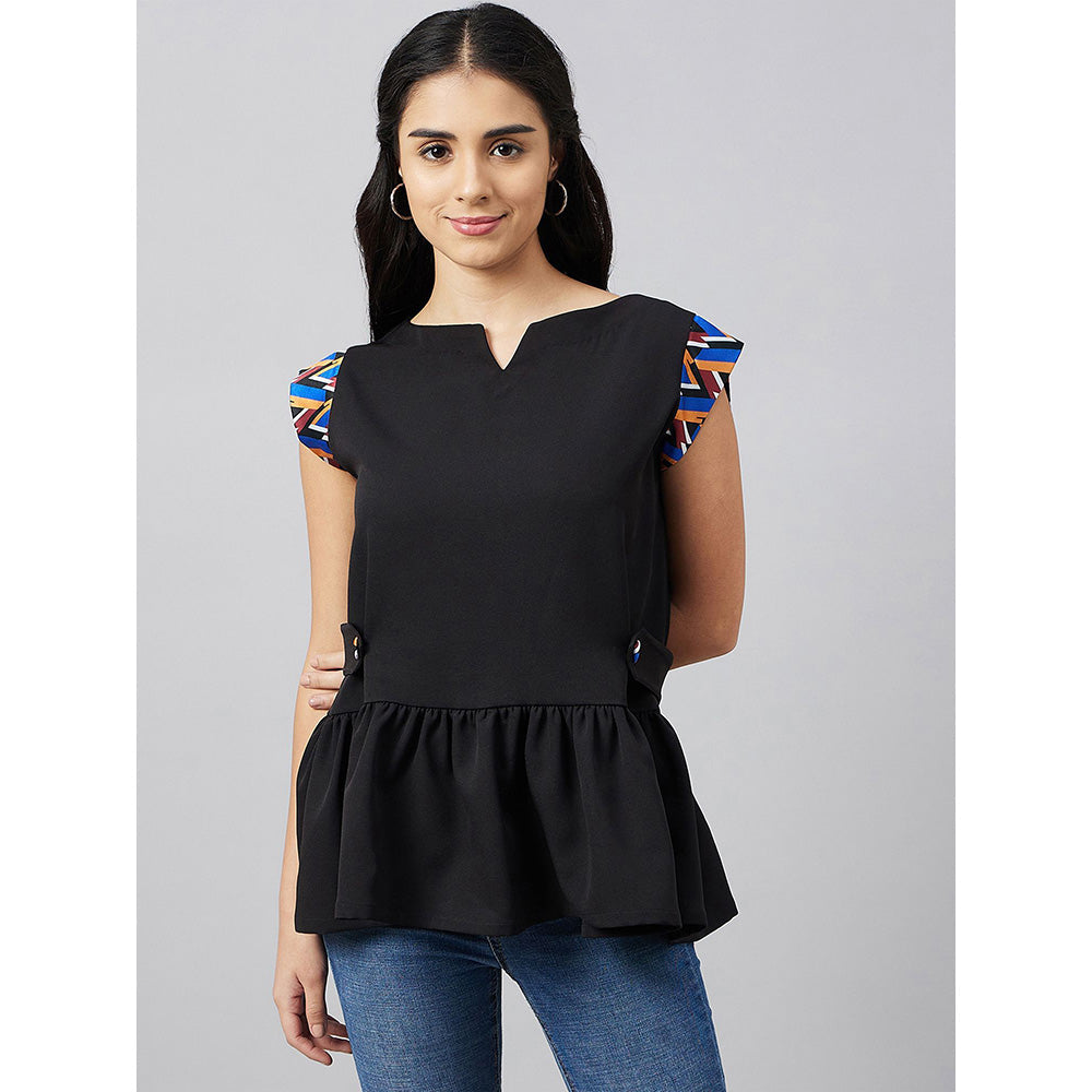 First Resort by Ramola Bachchan Black Peplum Top