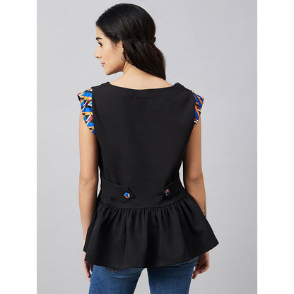 First Resort by Ramola Bachchan Black Peplum Top