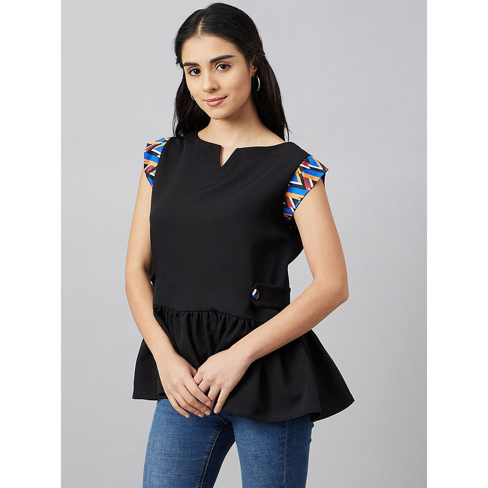 First Resort by Ramola Bachchan Black Peplum Top