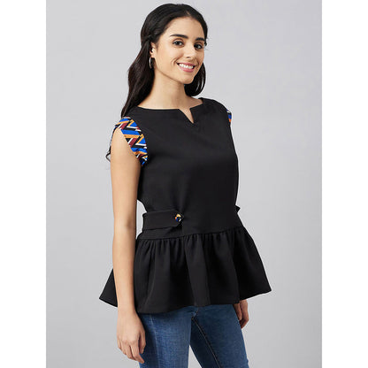 First Resort by Ramola Bachchan Black Peplum Top
