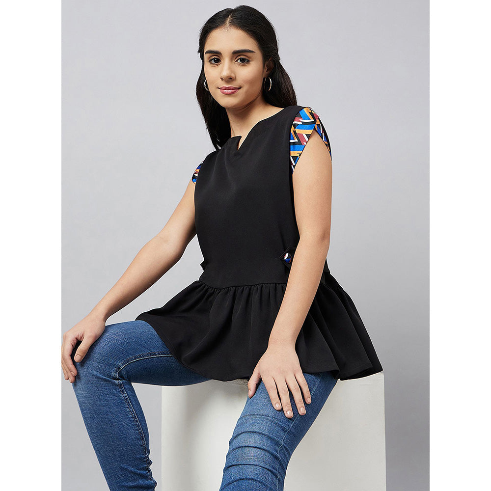 First Resort by Ramola Bachchan Black Peplum Top
