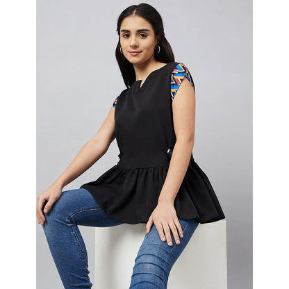 First Resort by Ramola Bachchan Black Peplum Top