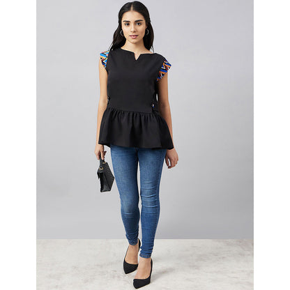 First Resort by Ramola Bachchan Black Peplum Top