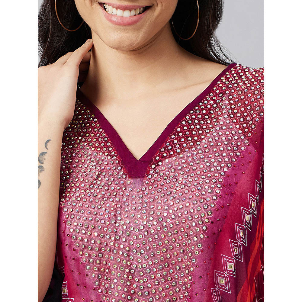 First Resort by Ramola Bachchan Red Embellished Floral Tunic