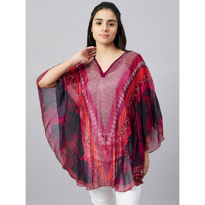 First Resort by Ramola Bachchan Red Embellished Floral Tunic