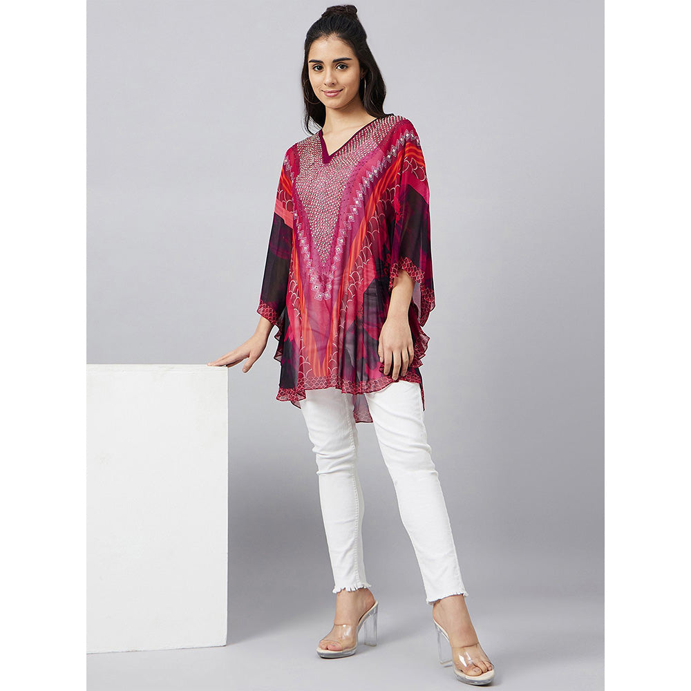 First Resort by Ramola Bachchan Red Embellished Floral Tunic