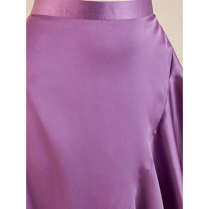 First Resort by Ramola Bachchan Lilac Satin Broad Frill Midi Skirt