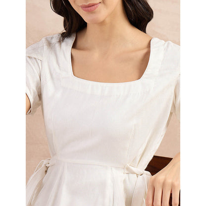 First Resort by Ramola Bachchan White Herringbone Side Strap Short Dress