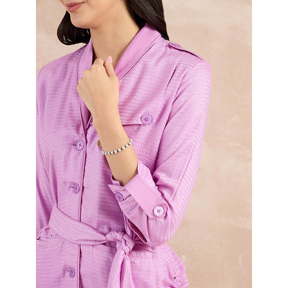 First Resort by Ramola Bachchan Purple Herringbone Trench Dress With Belt (Set of 2)