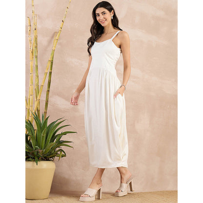 First Resort by Ramola Bachchan Off-White Herringbone Mid Length Dress