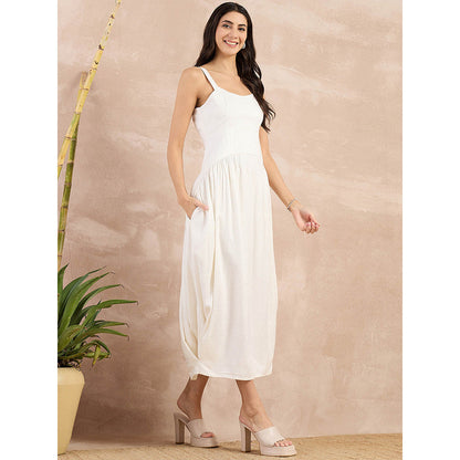 First Resort by Ramola Bachchan Off-White Herringbone Mid Length Dress