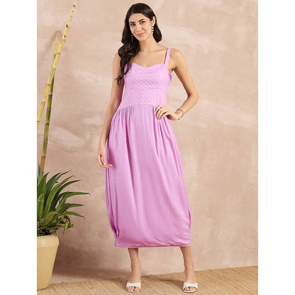 First Resort by Ramola Bachchan Purple Herringbone Mid Length Dress