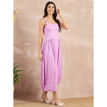 First Resort by Ramola Bachchan Purple Herringbone Mid Length Dress
