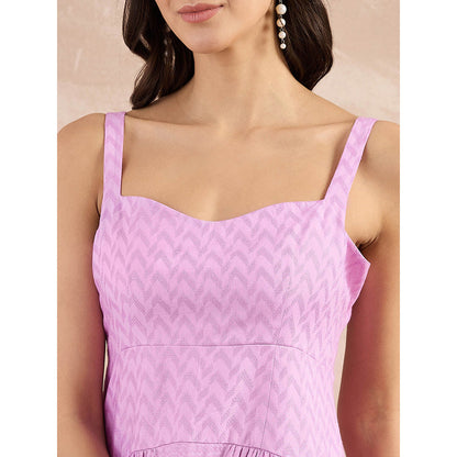 First Resort by Ramola Bachchan Purple Herringbone Mid Length Dress
