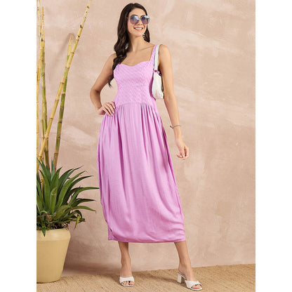 First Resort by Ramola Bachchan Purple Herringbone Mid Length Dress