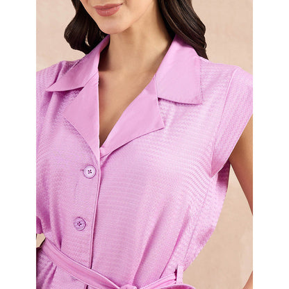 First Resort by Ramola Bachchan Purple Herringbone Trench Dress With Belt (Set of 2)