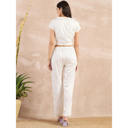 First Resort by Ramola Bachchan White Button Down Straight Trouser