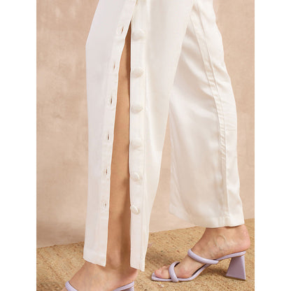 First Resort by Ramola Bachchan White Button Down Straight Trouser