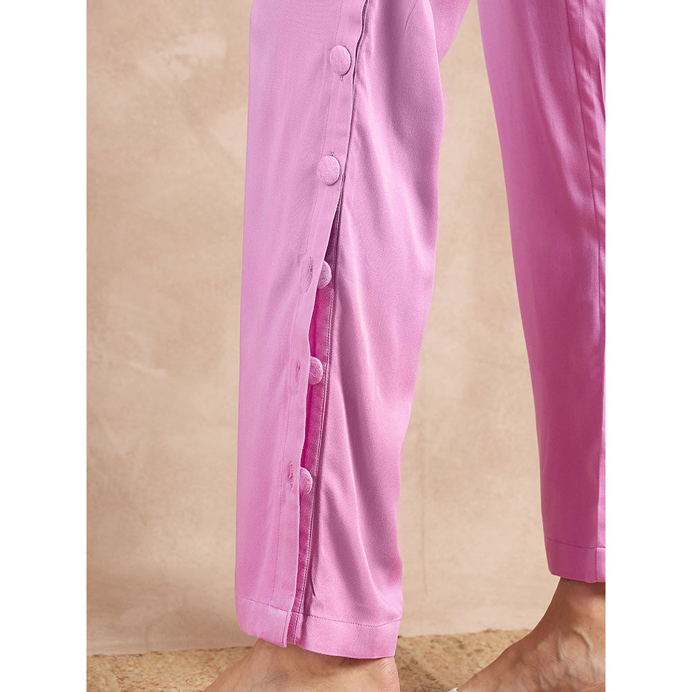 First Resort by Ramola Bachchan Purple Button Down Straight Trouser