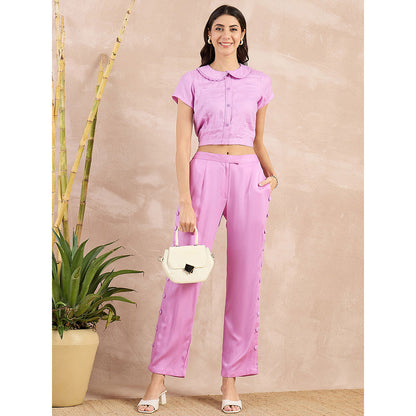 First Resort by Ramola Bachchan Purple Button Down Straight Trouser