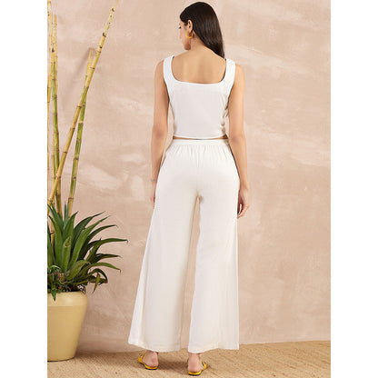 First Resort by Ramola Bachchan White Flared Trouser