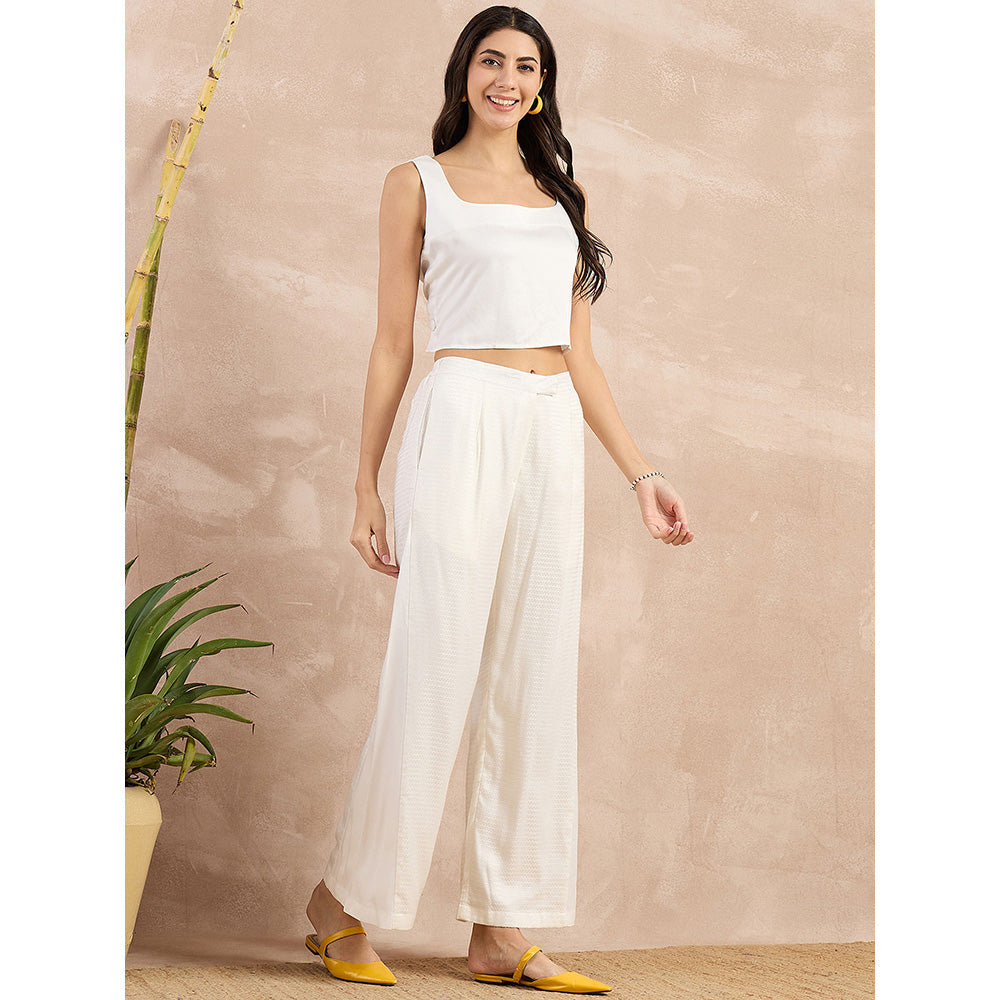 First Resort by Ramola Bachchan White Flared Trouser