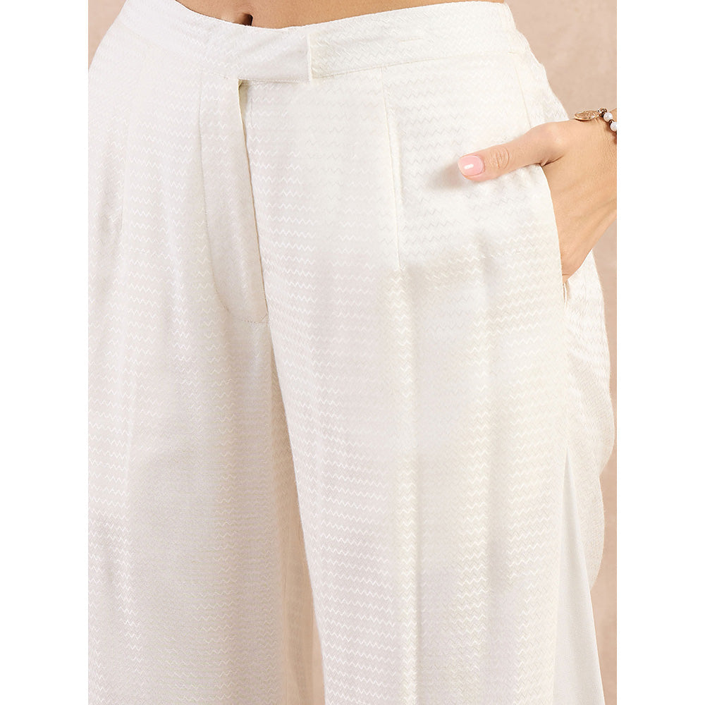 First Resort by Ramola Bachchan White Flared Trouser