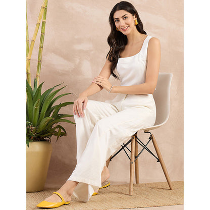 First Resort by Ramola Bachchan White Flared Trouser