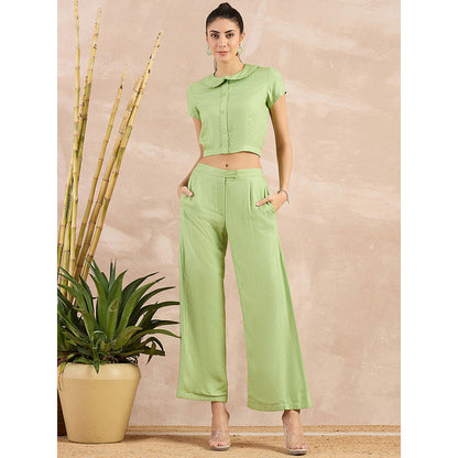First Resort by Ramola Bachchan Pastel Green Flared Trouser