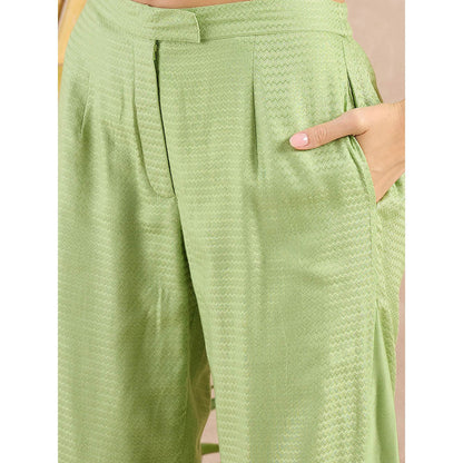 First Resort by Ramola Bachchan Pastel Green Flared Trouser