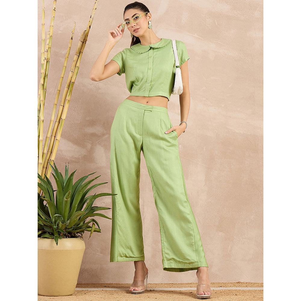 First Resort by Ramola Bachchan Pastel Green Flared Trouser