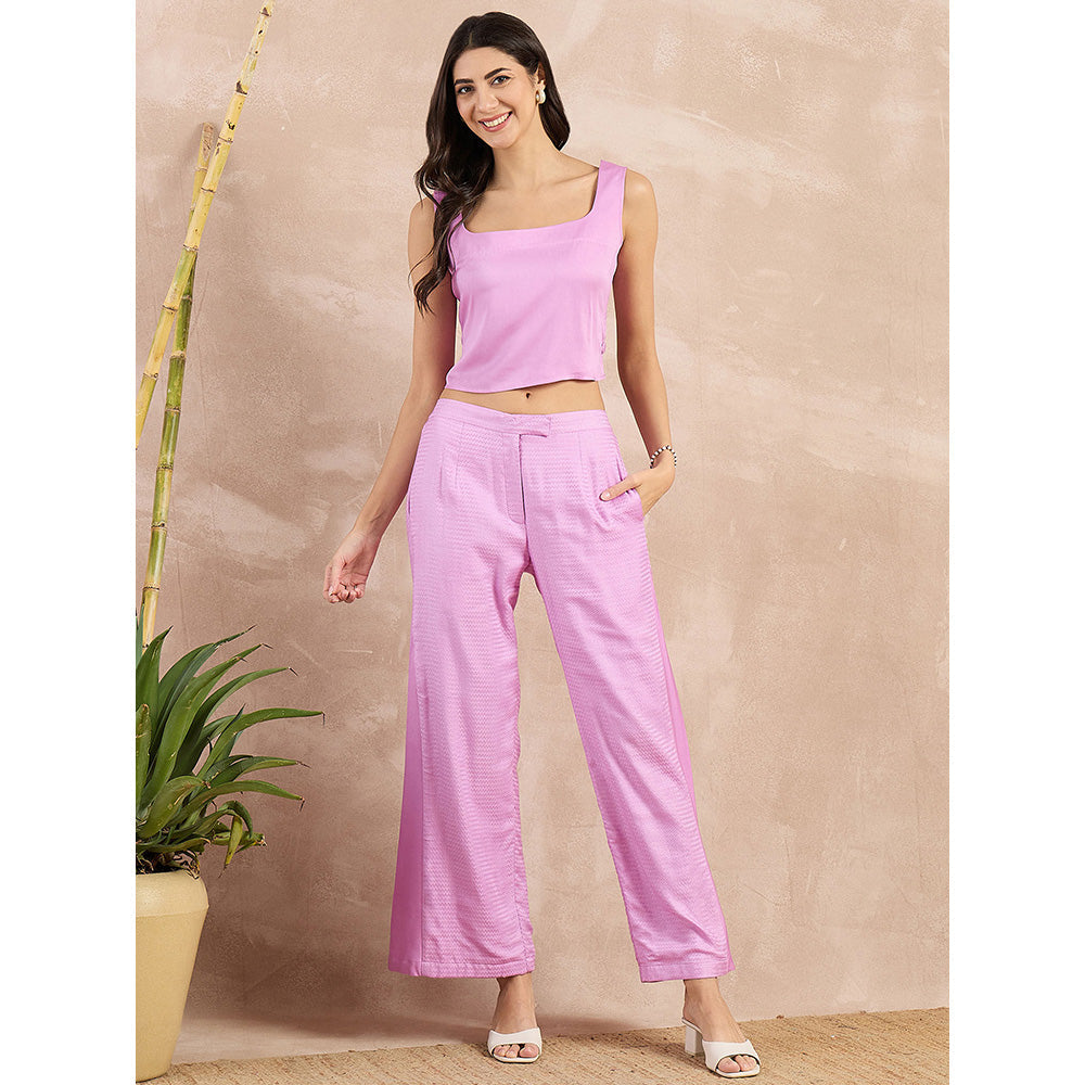 First Resort by Ramola Bachchan Purple Button Flared Trouser
