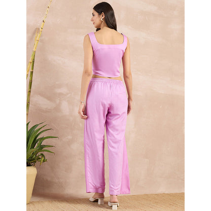 First Resort by Ramola Bachchan Purple Button Flared Trouser