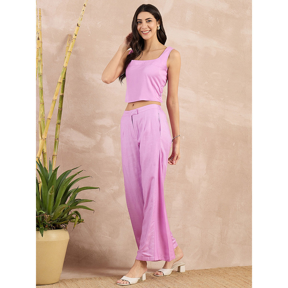 First Resort by Ramola Bachchan Purple Button Flared Trouser