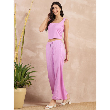 First Resort by Ramola Bachchan Purple Button Flared Trouser