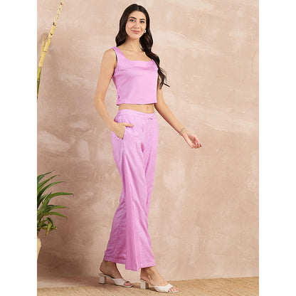 First Resort by Ramola Bachchan Purple Button Flared Trouser