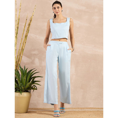 First Resort by Ramola Bachchan Sky Blue Flared Trouser