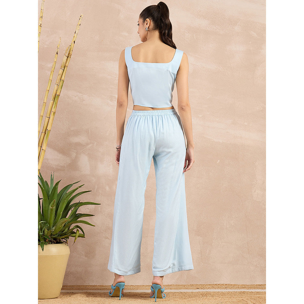 First Resort by Ramola Bachchan Sky Blue Flared Trouser