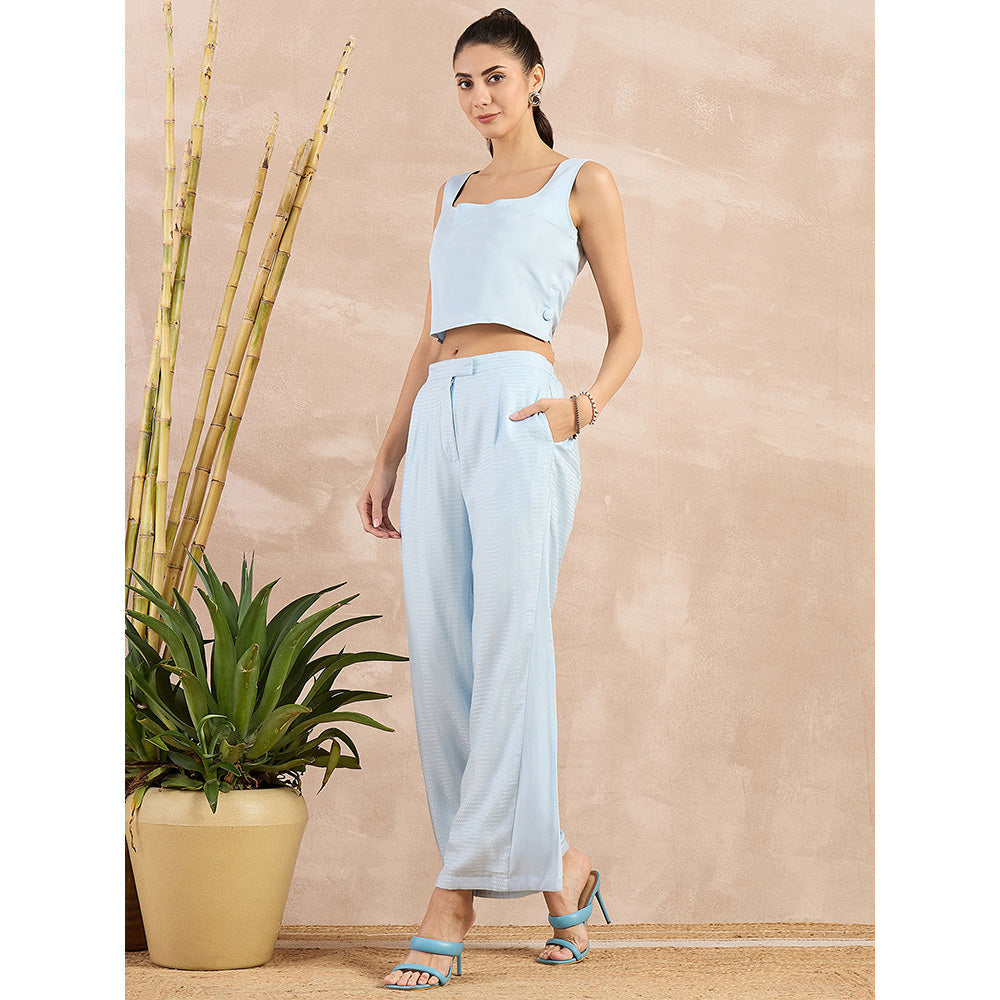 First Resort by Ramola Bachchan Sky Blue Flared Trouser