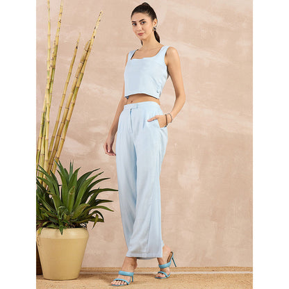 First Resort by Ramola Bachchan Sky Blue Flared Trouser