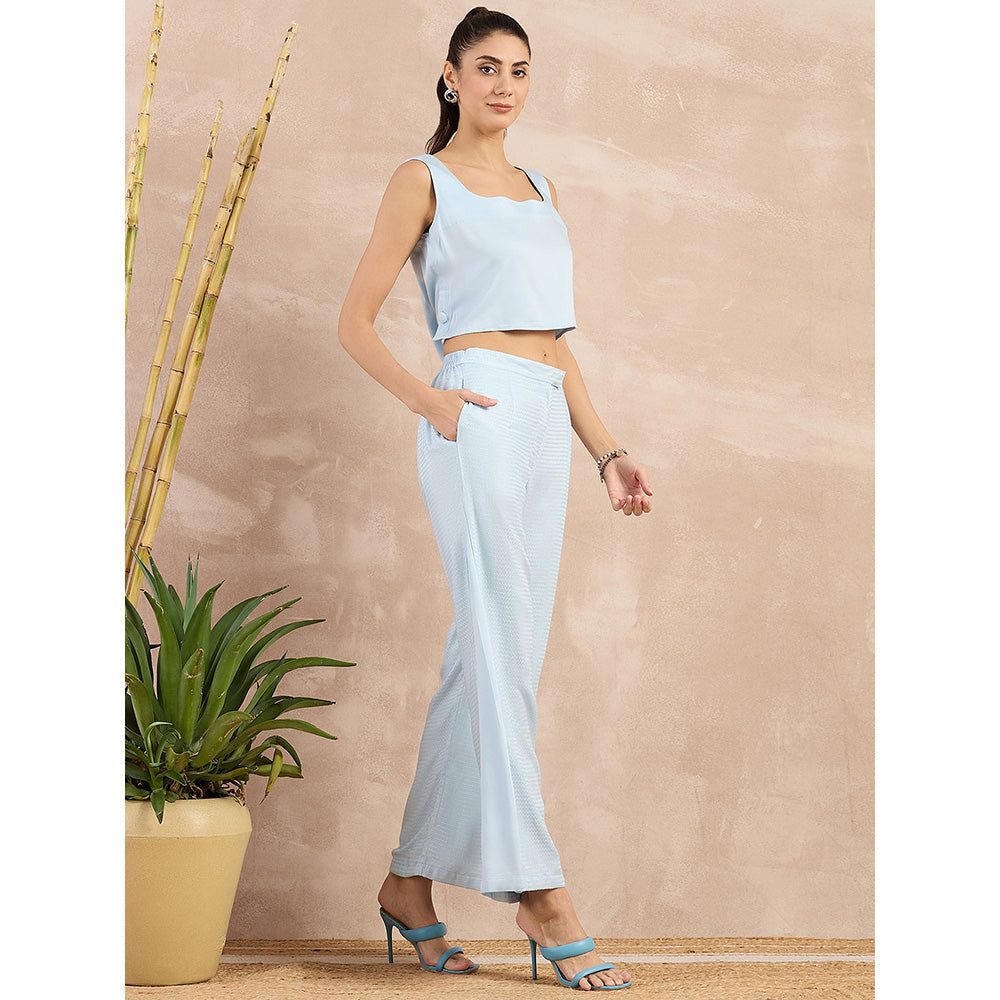First Resort by Ramola Bachchan Sky Blue Flared Trouser