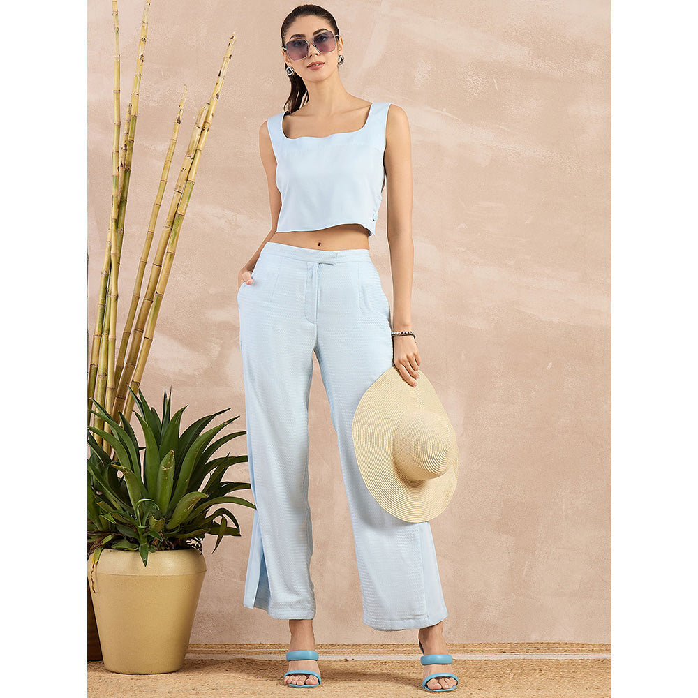 First Resort by Ramola Bachchan Sky Blue Flared Trouser