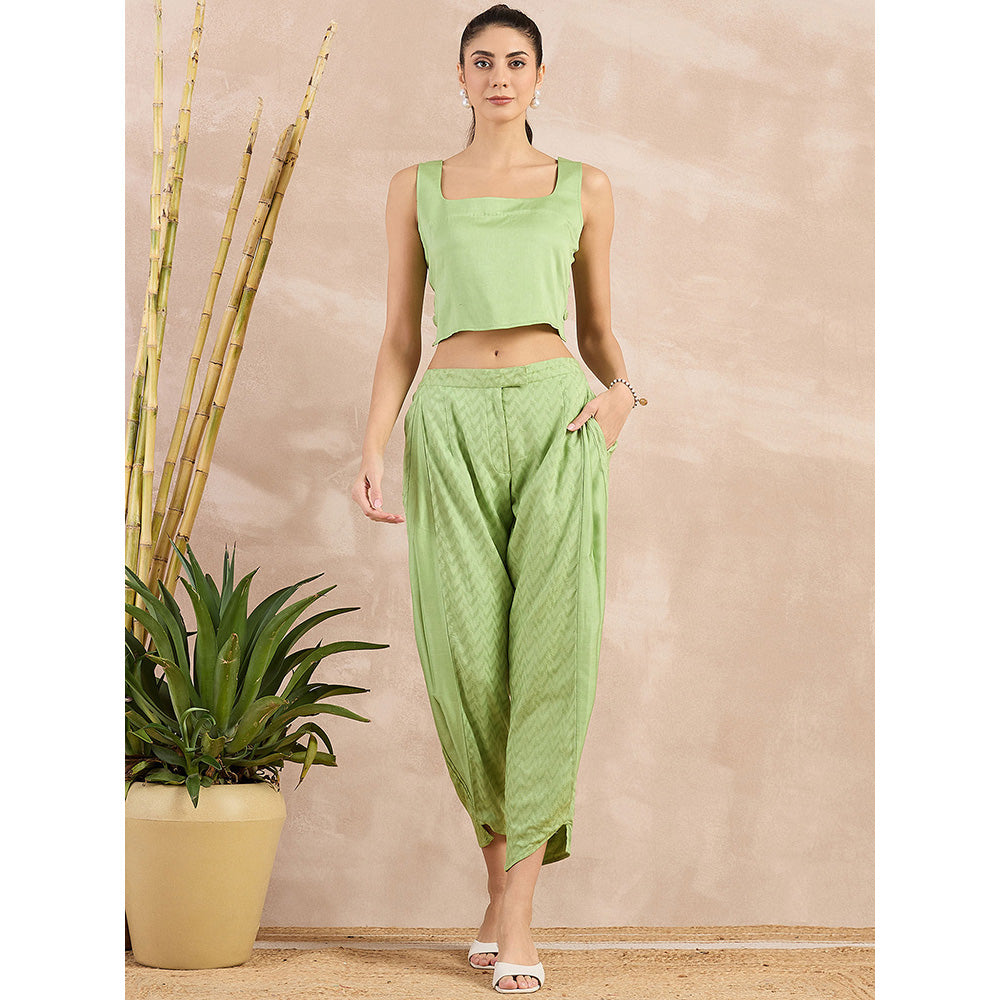 First Resort by Ramola Bachchan Pastel Green Herringbone Narrow Trouser
