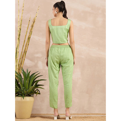 First Resort by Ramola Bachchan Pastel Green Herringbone Narrow Trouser