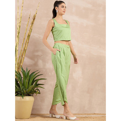 First Resort by Ramola Bachchan Pastel Green Herringbone Narrow Trouser