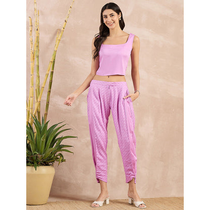 First Resort by Ramola Bachchan Purple Button Herringbone Narrow Trouser