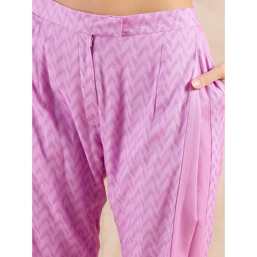 First Resort by Ramola Bachchan Purple Button Herringbone Narrow Trouser